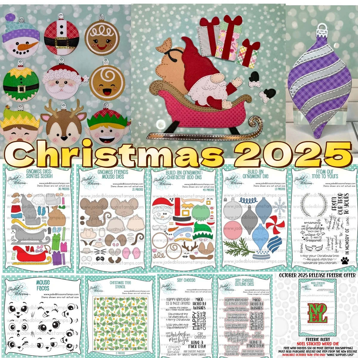 Christmas 2025 Santa Ornament Sleigh Mouse Face Letter Metal Cutting Dies Clear Stamps Stencil for DIY Decorating Scrapbook Card