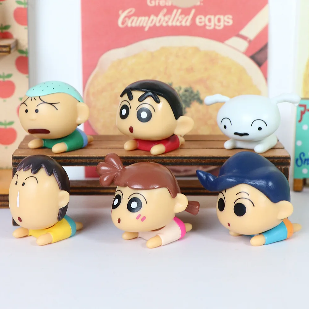 6pcs/Set Anime Crayon Shin-chan Cartoon Characters Figurine Nohara Shinnosuke Action Figure Toy Home Decoration Kids Gift image 4