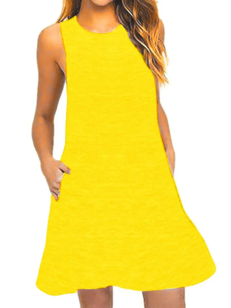 Été femmes décontracté ket t-shirt Dr taille moderne a-ligne jupe ort longueur ronde Neline couleur Pure basique Sle