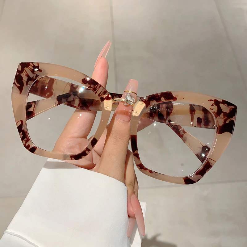 KAMMPT Oversized Irregular Eyeglasses Frame 2023 New Stylish Candy Color Non-prescription Trendy Brand Designer Women Eyewear