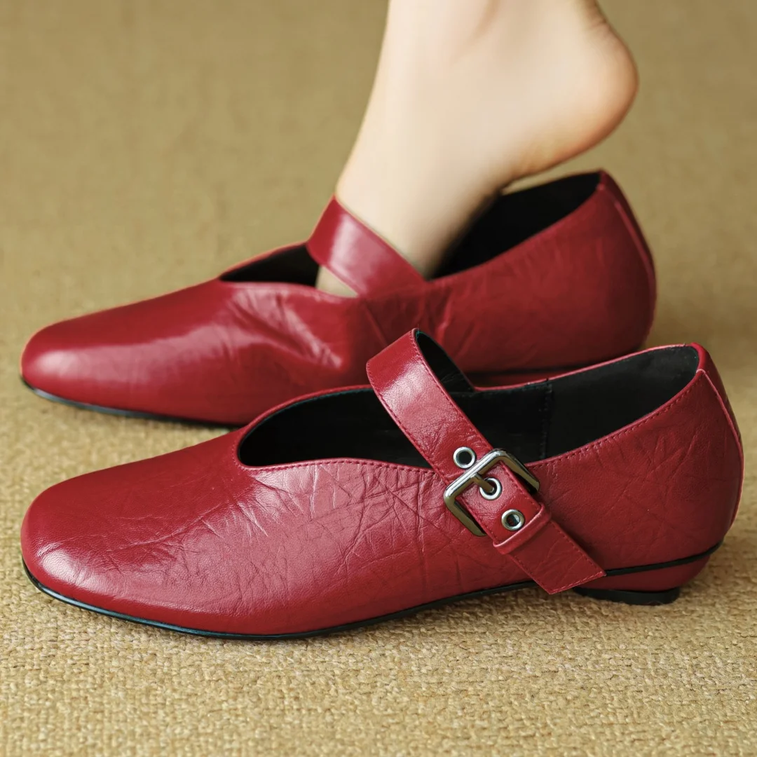 

Женские слипоны на плоской подошве из овчины с круглым носком и металлической пряжкой, высококачественная мягкая удобная повседневная женская обувь на каблуке «котенок» 2,5 см