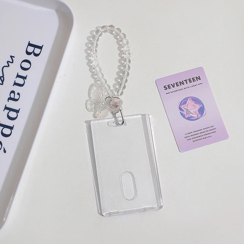 Acrylic Transparent Card Holder Student Bus Card Meal Card Protective Cover ID Photo Display Card Holder Keychain Pendant