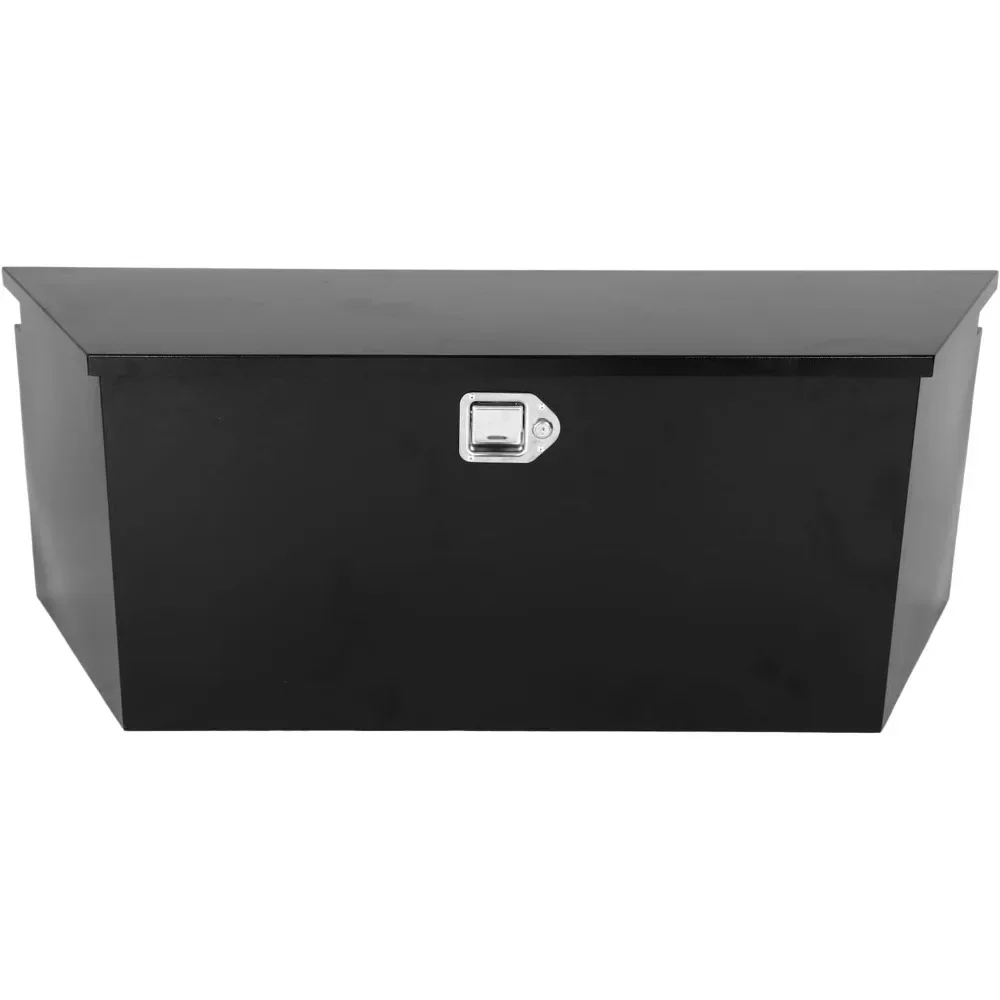 

49"X14.6"X18.5" Tongue Truck Box Black Heavy Duty Steel Trailer Tongue Box Pick Up Truck Tool Box Storage Organizer w/Lock& Keys