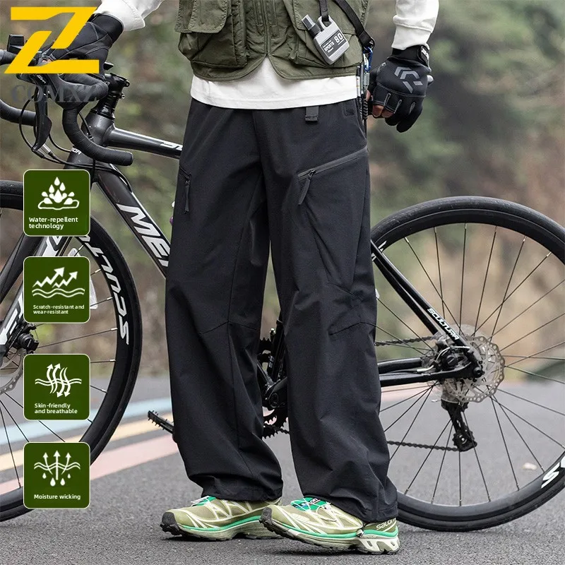 Mens Cargo Pants New Autumn Adjustable Buckle Waist Lightweight Casual Trousers Outdoor Jogging Training Utility Fashion Comfort