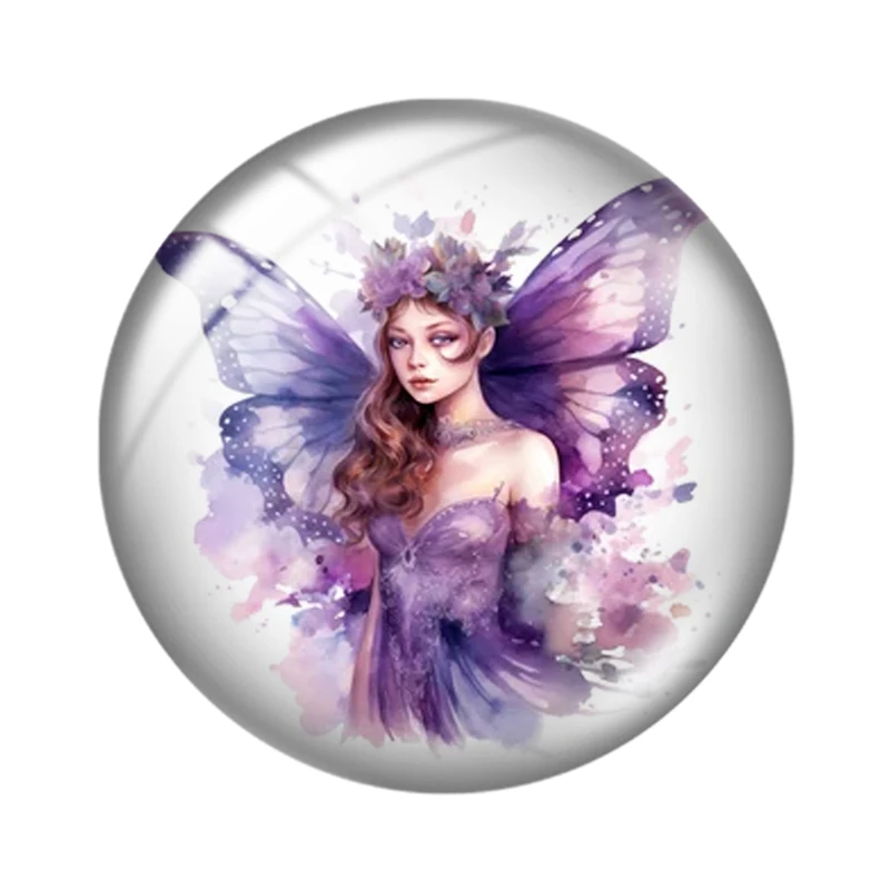 Ethereal Fairies Watercolor 10pcs mixed 12mm/18mm/20mm/25mm Round photo glass cabochon demo flat back Makingfindings for jewelry