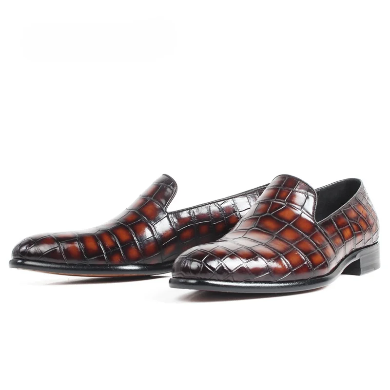 

Crocodile Genuine Leather Shoes Shoe Adult Men No None Stitching Yes Men's Loafer Shoes Man Dress Shoes
