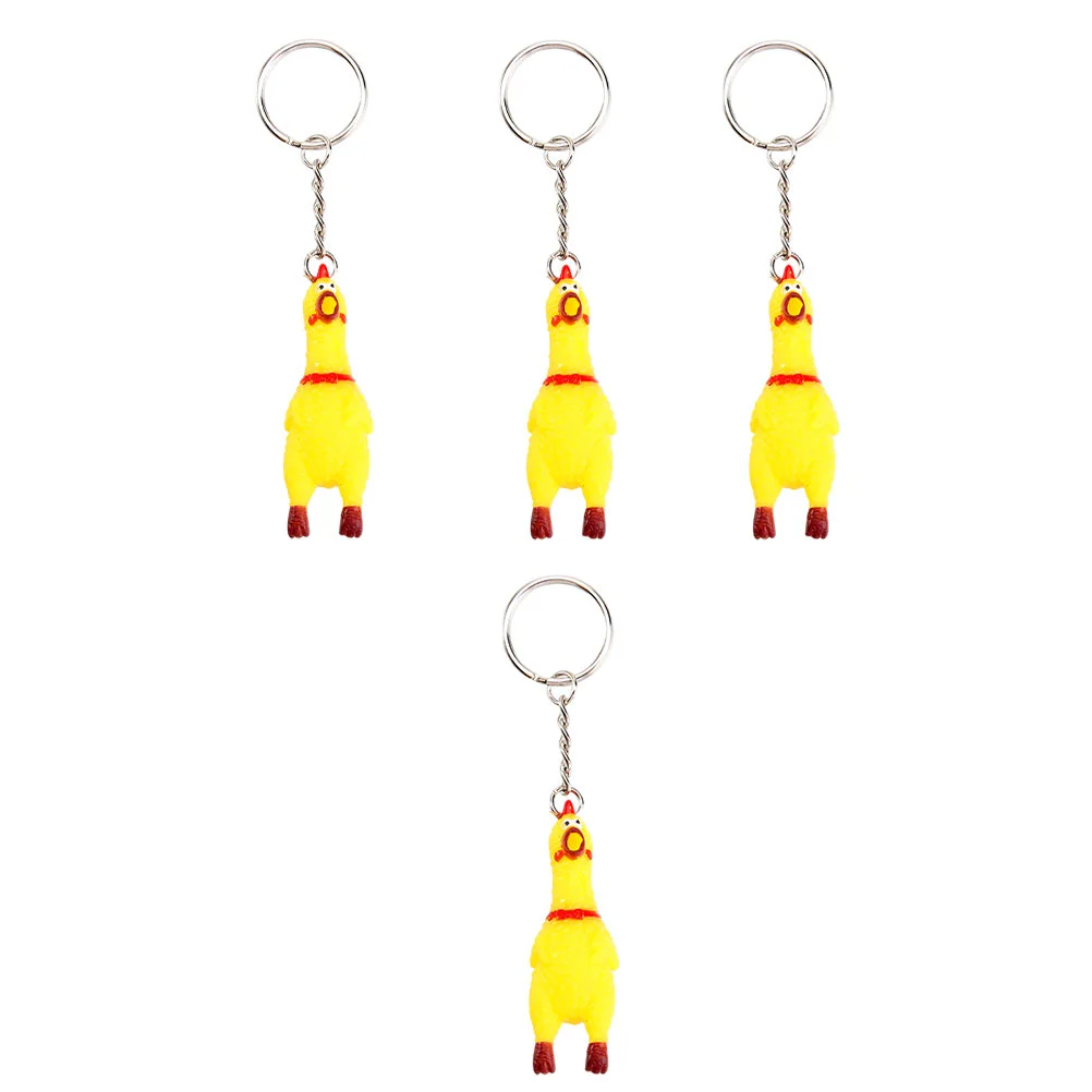 Screaming Chick Bag Decoration Pendant Chicken Pendants DIY Keychain Ring Hanging Ornament Charms Cartoon Chains Toys