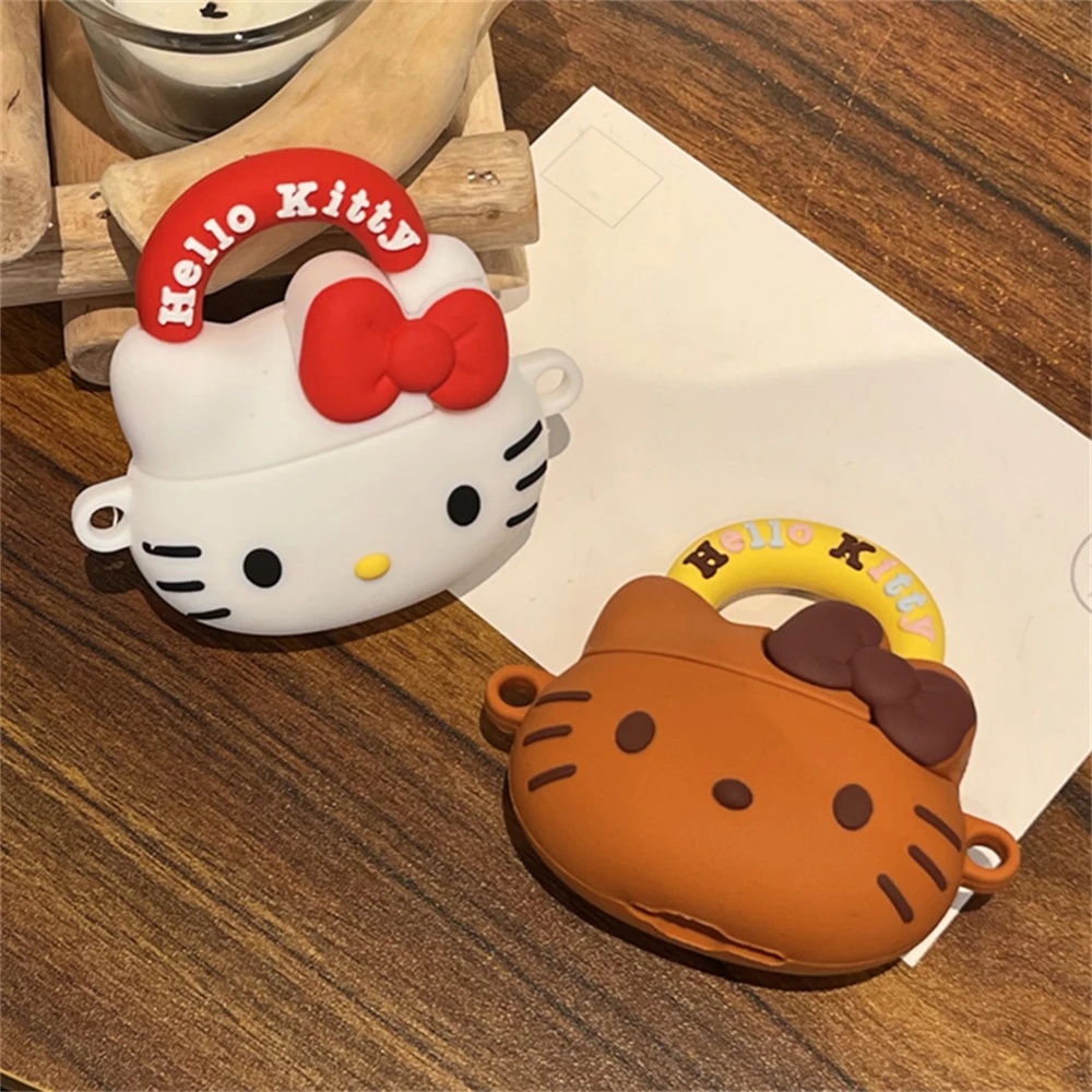 Sanrio Hello Kitty Crossbody Lanyard Strap Case For Apple Airpods 4 Pro2 Pro 3 2 Silicone Handbag Earphone Case Accessorie Cover