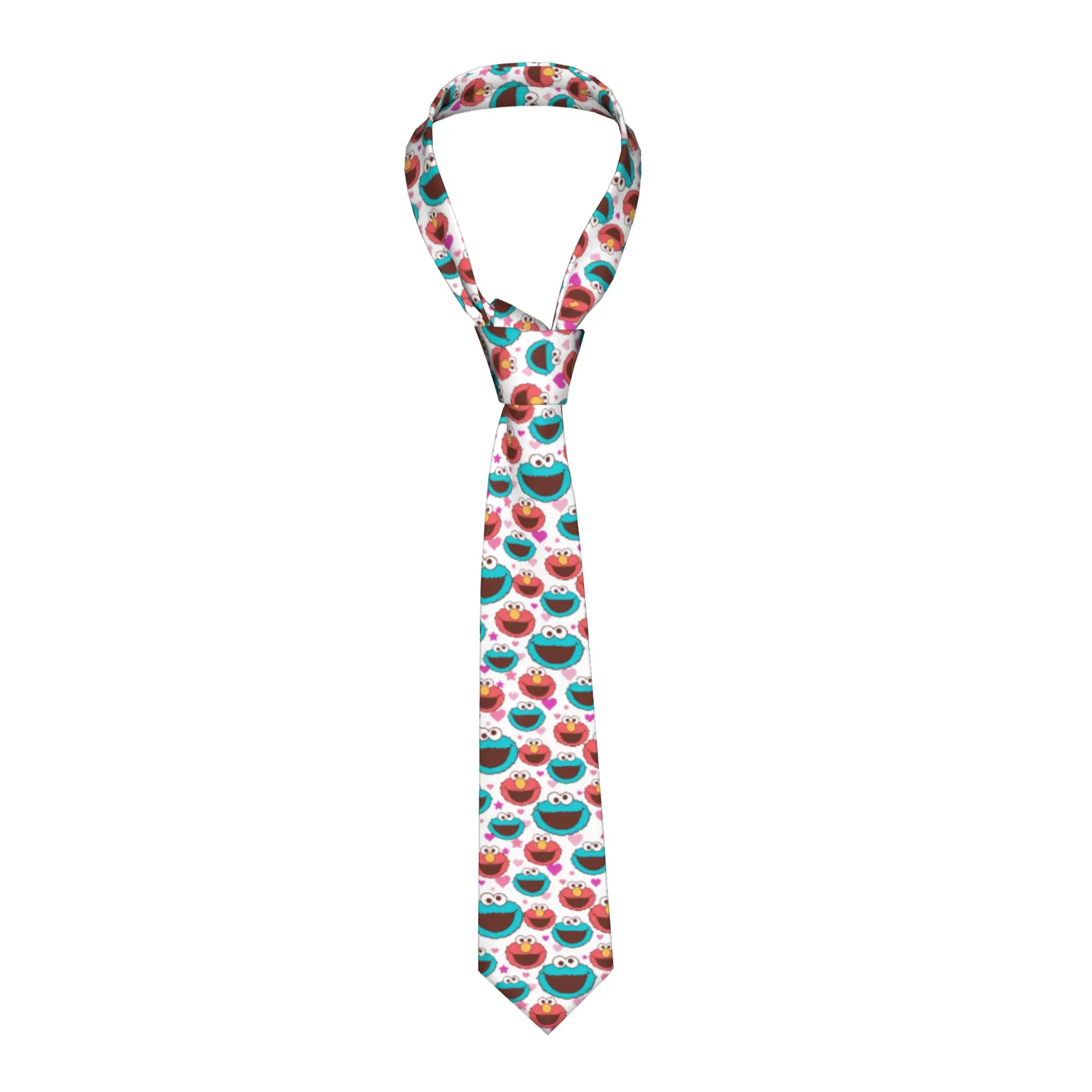 Custom Cookies Anime Monsters Tie Men Printed Necktie Elmo Cartoon For Wedding Party Mens Silk Tie