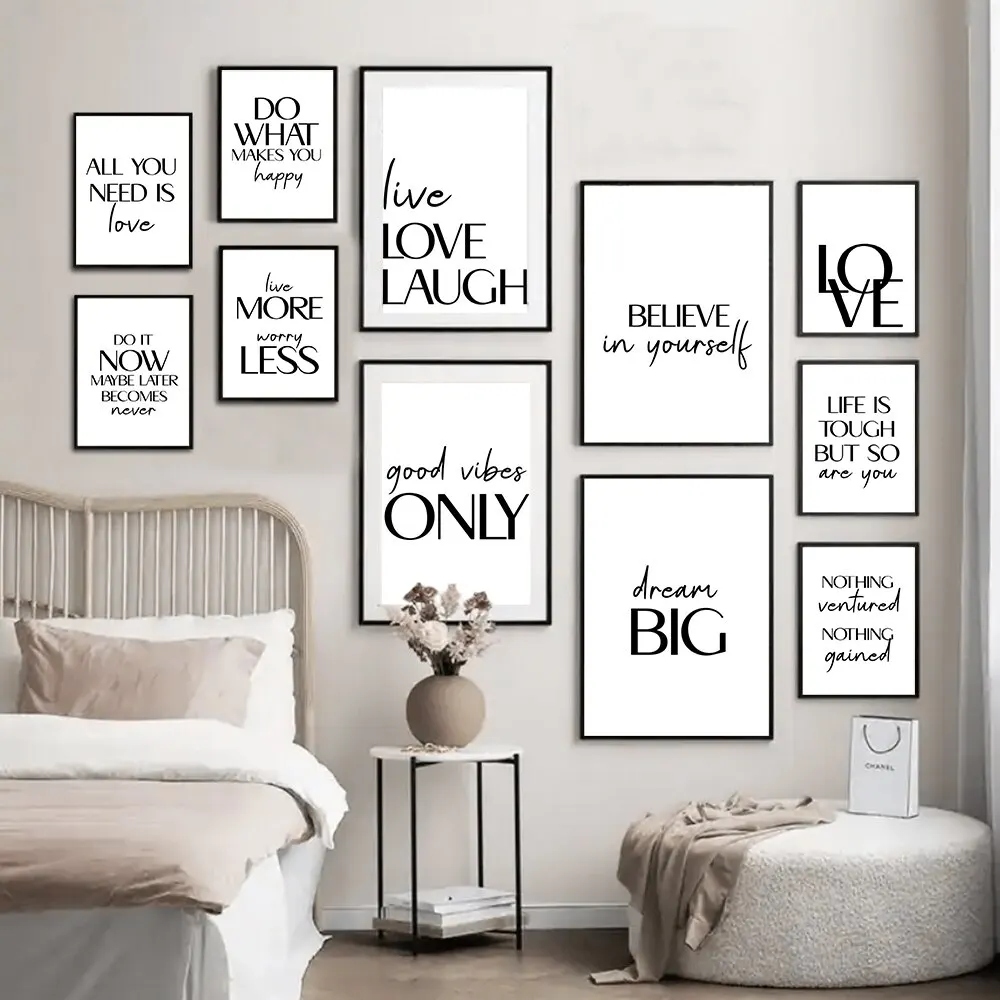 فن جداري للنص التحفيزي ، لوحة قماشية اقتباسات ، ملصقات ومطبوعات اسكندنافية ، صور لغرفة المعيشة ، ديكور المنزل