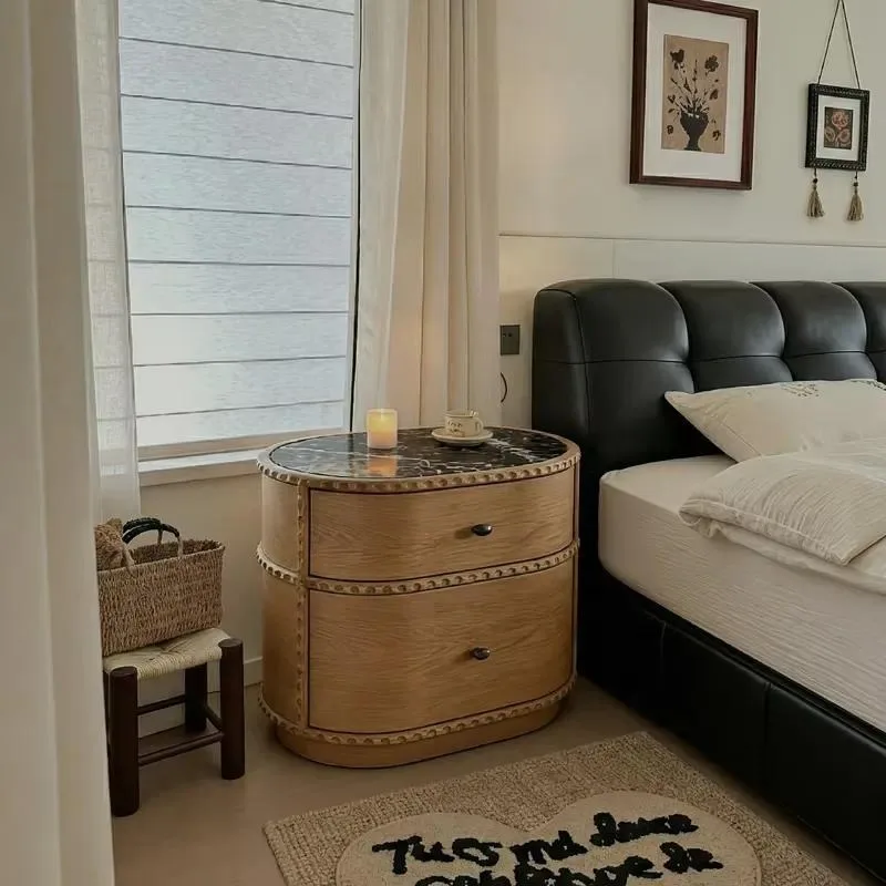 luxury bedroom furniture, wooden bedside table, modern bedside table with USB wireless charging function