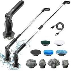 8 in 1 Wireless Electric Spin Scrubber Floor Wall Cleaning Brush Bathroom Kitchen Cleaner Household Rotating Cleaning Machine