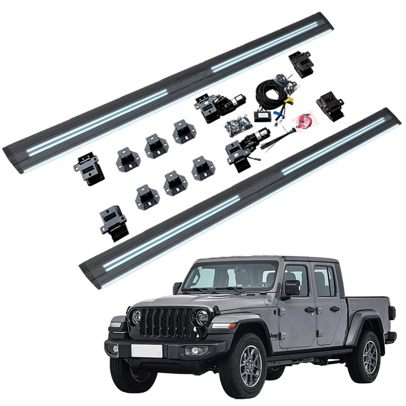 

Easy Install Aluminum Electric Side Steps with Dual Lights for Gladiator 2022+