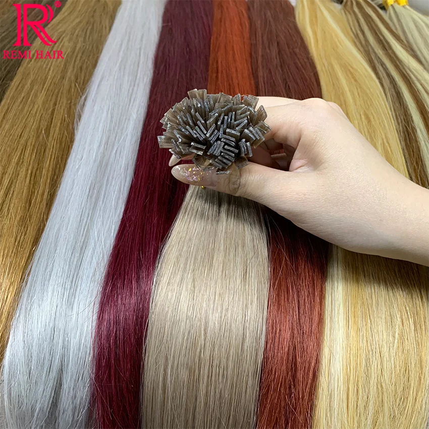 Extensiones de queratina de punta plana, cabello humano real virgen de color vietnamita, pre-unión, fusión 6