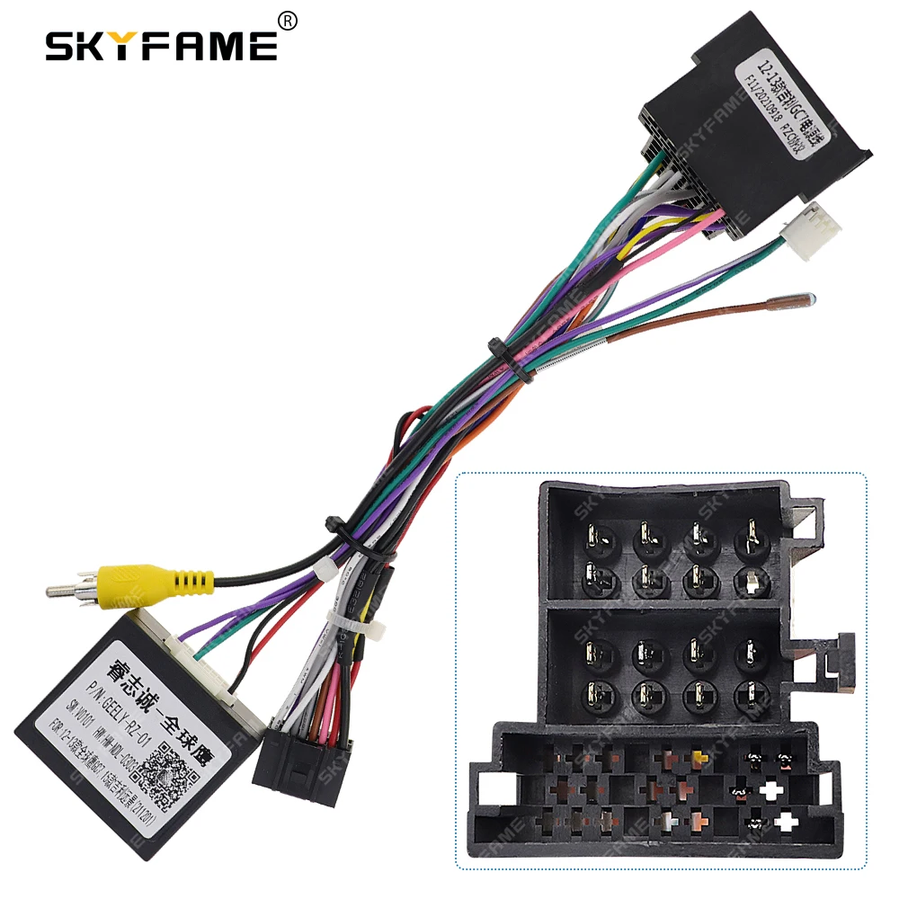 SKYFAME 16Pin Car Wiring Harness Adapter With Canbus Box Decoder Android Radio Power Cable For Geely Gleagle GC7