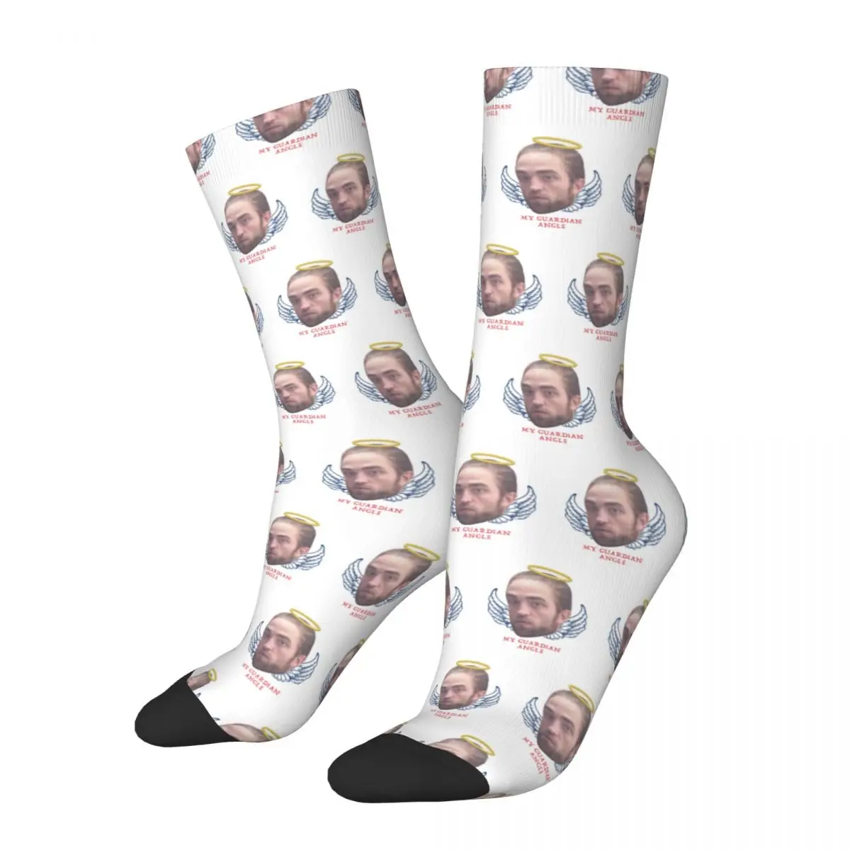 Retro Robert Pattinson Is My Guardian Angel Football Socks Polyester Middle Tube Socks for Unisex Breathable