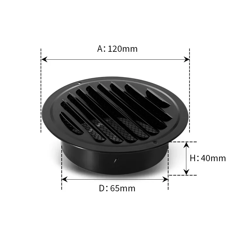 Roestvrij staal 70-200 mm Buitenmuur luchtuitlaat ventilatierooster ronde kanaaldop ventilatieafdekking gat plug ventilatiesysteem