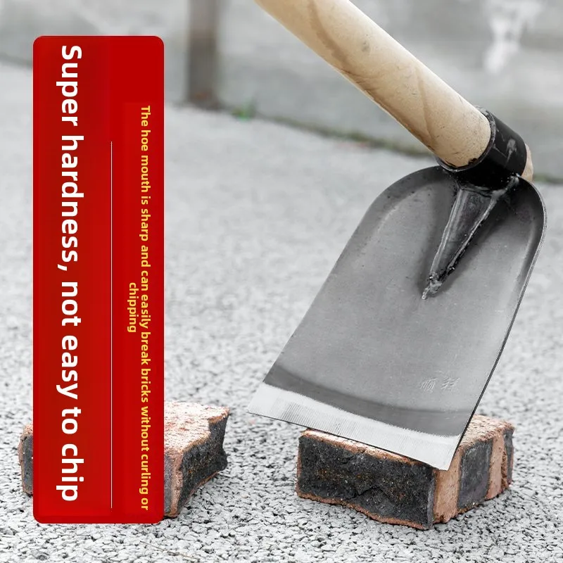 Thickened Manganese Steel Farm Hoe All Steel Outdoor Weeding Digging Land Reclamation Vegetable Planting