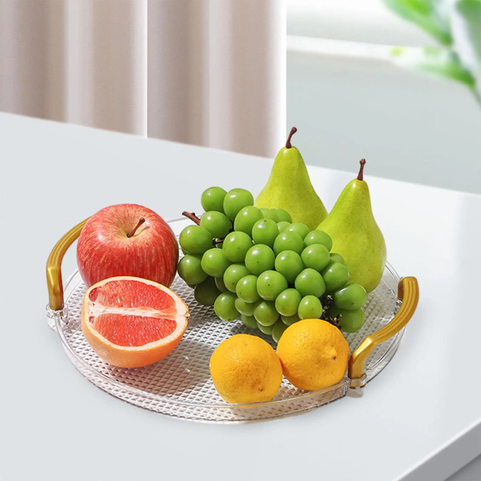 Elegant Serving Platter with Handles Round Mirror Tray for Bathroom Perfume Jewelry Tea Light Organizer