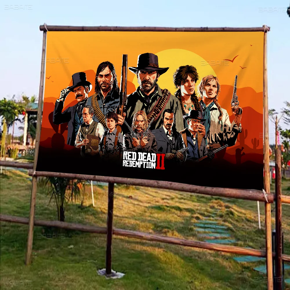 Game R-Red Dead-R-Redemptions 2 Large Size Flags Printing Patterns Interesting Birthday Party Decorations Banner