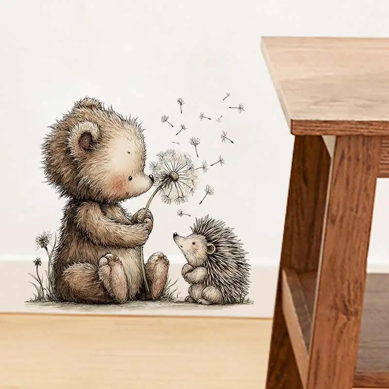 Whimsical Woodland Animals Friends Wall Sticker Bathroom Toilet Decor Living Room Cabinet Refrigerator Home Decoration S943