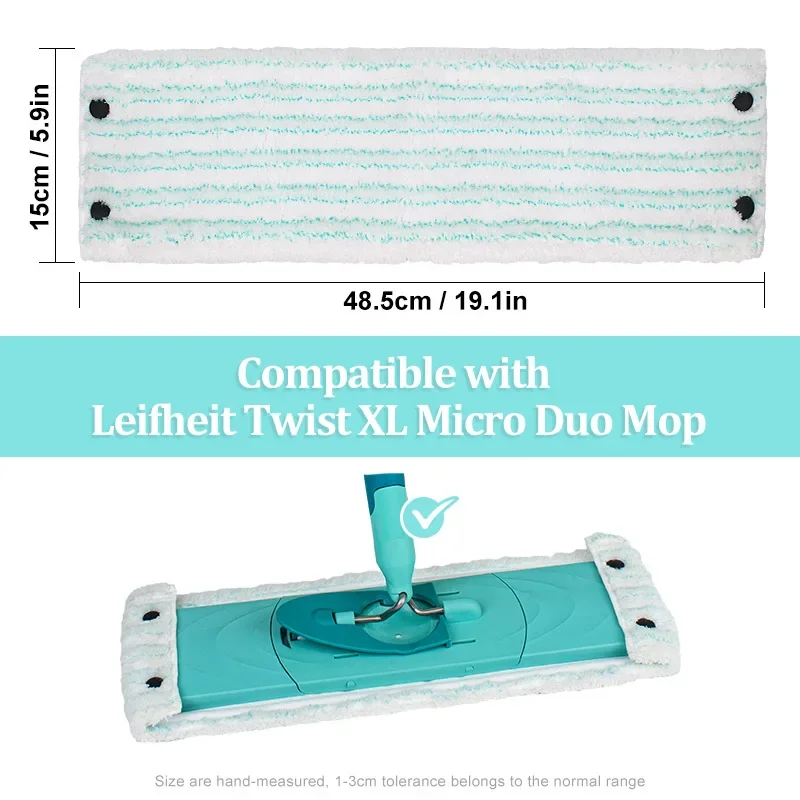 2pcs Mop Flat Pads for Leifheit Clean Twist XL MicroDuo Dry and Wet Cleaning Pad For Home Floor Cleaning Supplies 48.5x15cm