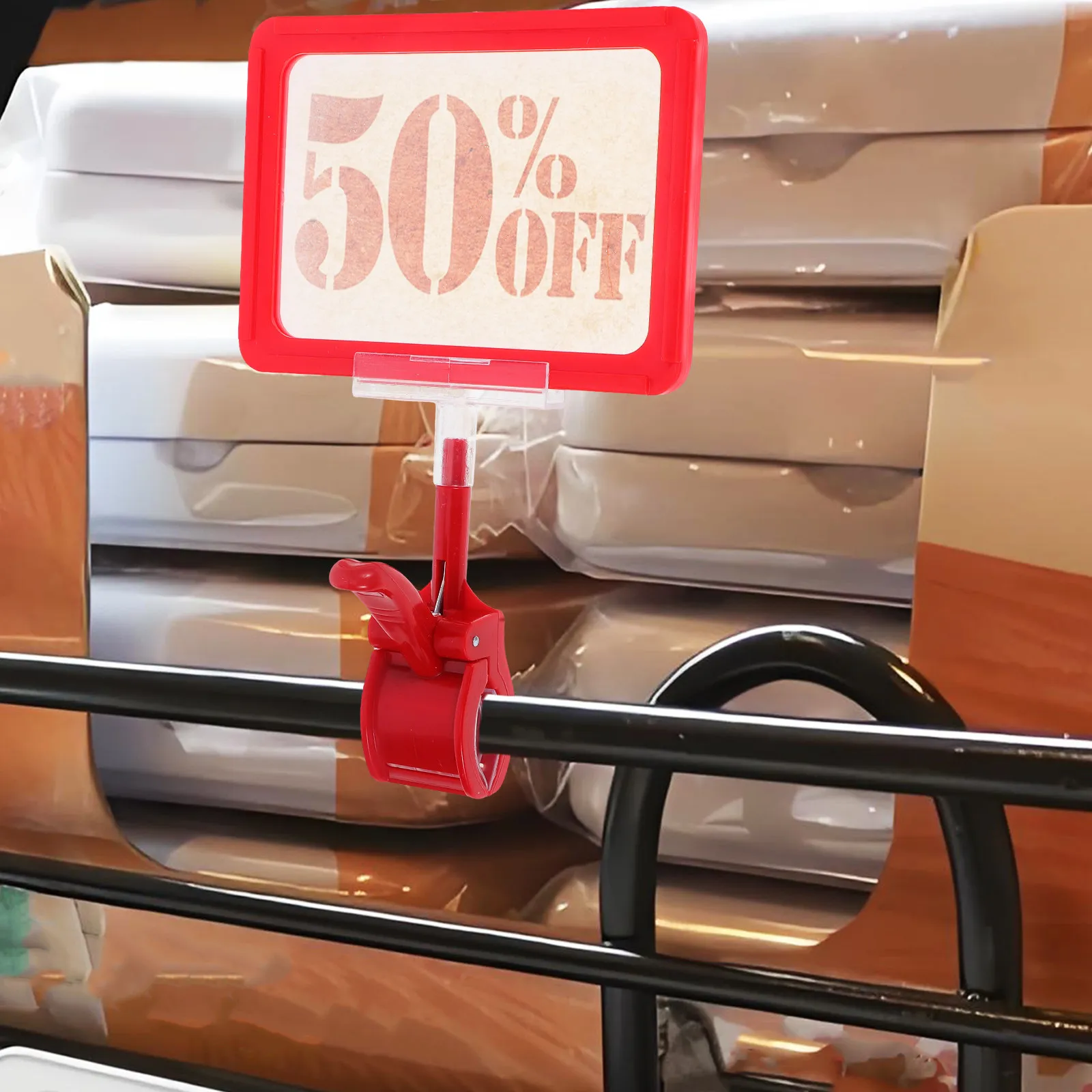 1Set Versatile Rotating Clip Holder Dual Side Display Wipeable Retail Store Inventory Pricing Signs