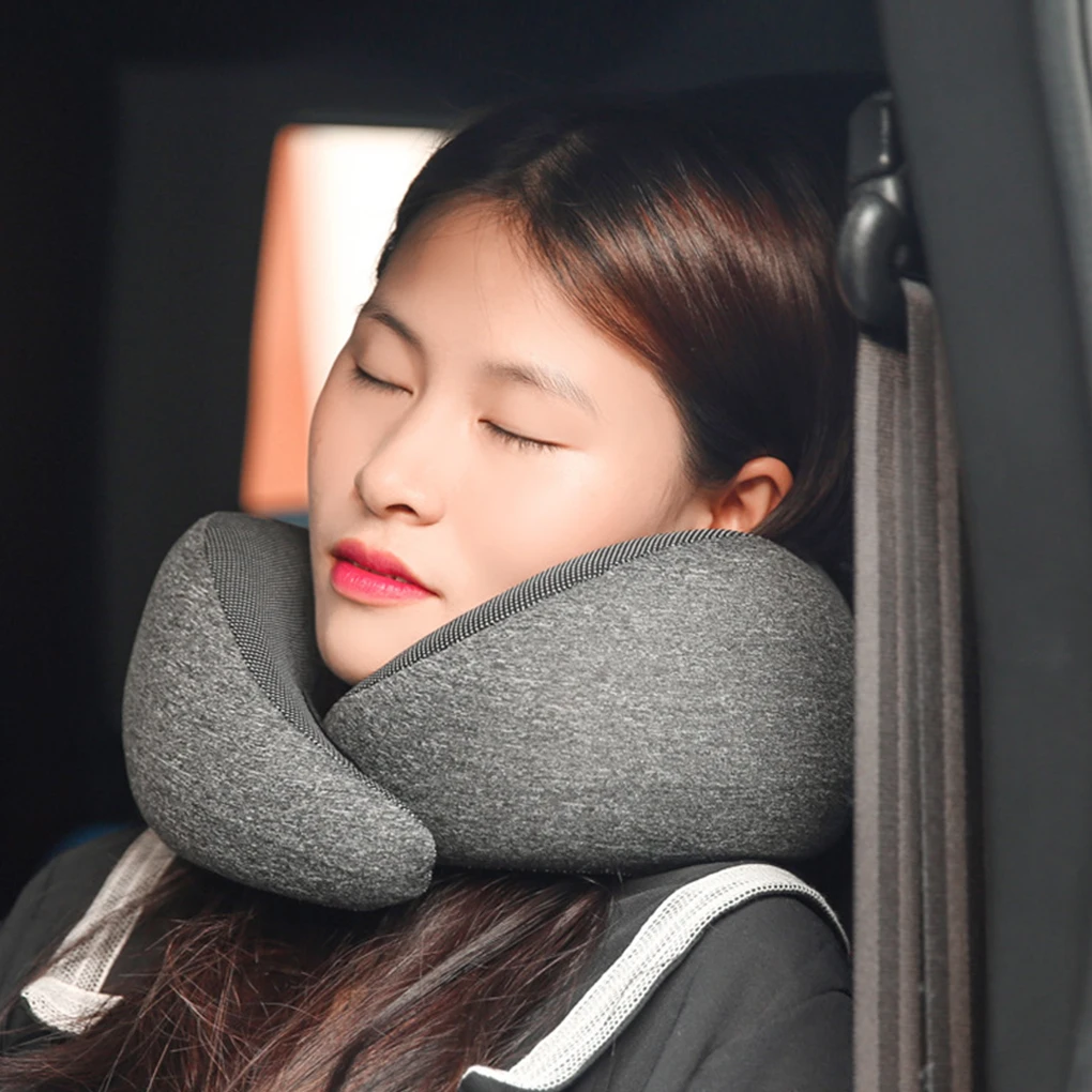 Travel Neck Pillow For Made Memory Foam Soft And Comfortable Lightweight And Portable Travel Pillow light grey