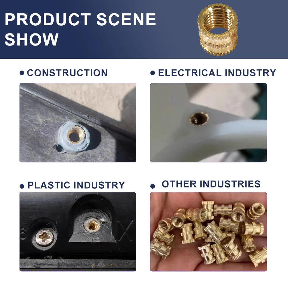 Porca de inserção de latão redondo para moldagem por injeção, rosca recartilhante, insere inserções, M2, M2.5, M3, M4, M5, M6, M8, M10, 5-50pcs