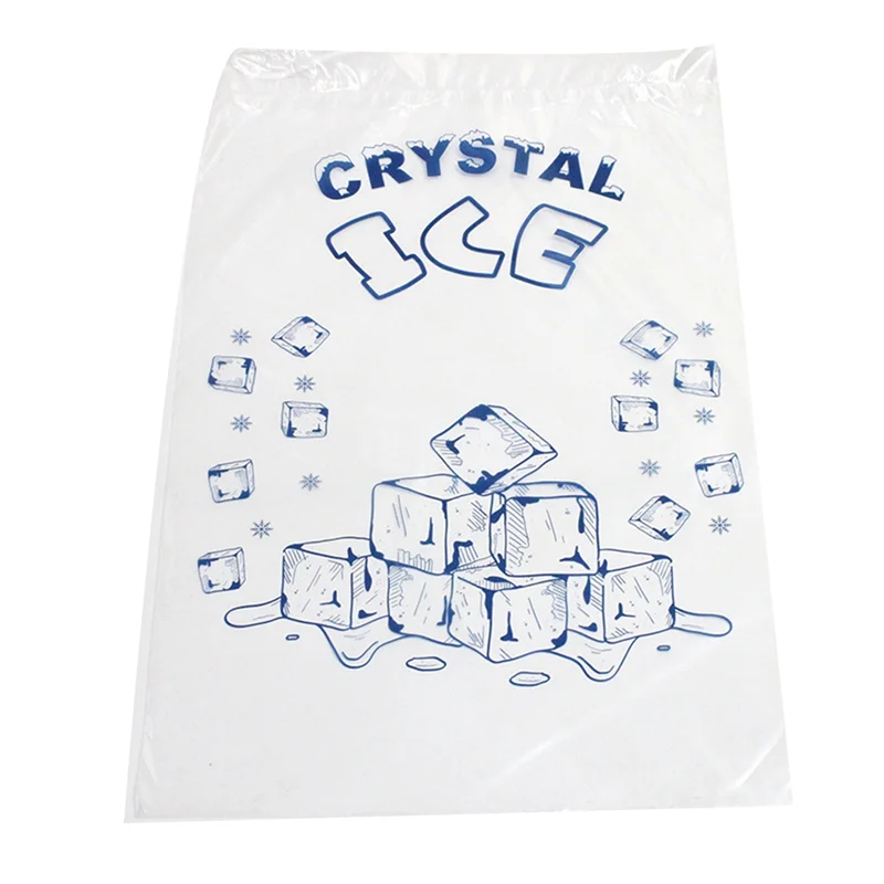 Bolsas de hielo N89R de 8 libras con cordón, bolsas de hielo de 100 unidades para máquina de hielo, bolsas de cubitos de hielo reutilizables resistentes,