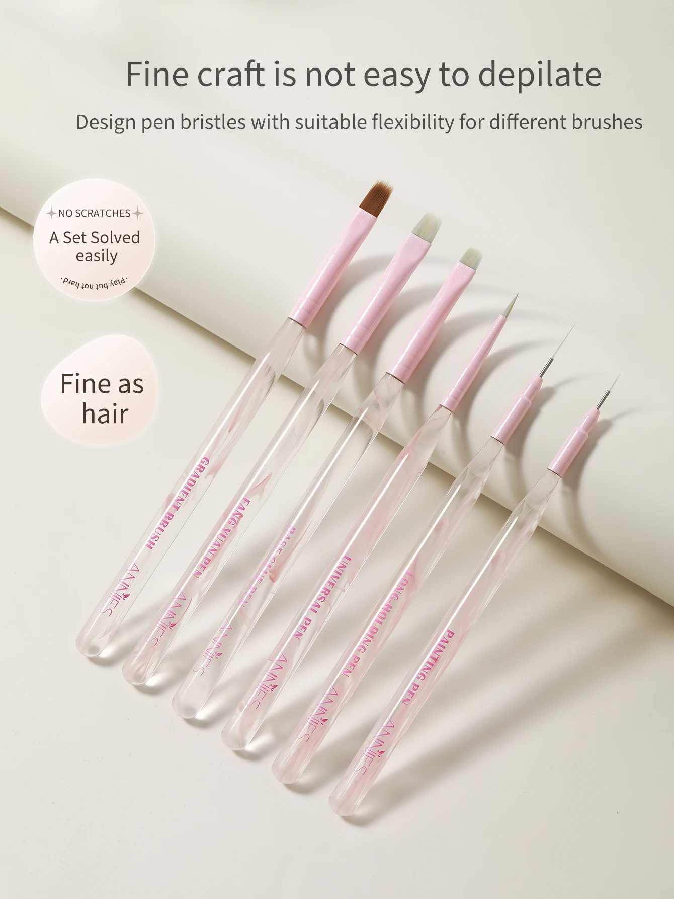 Chiffon Sakura Serie Pinselset mit Ziehlinien und Rundkopfkonstruktion, Farbmalerei Pinsel, Spezialstift für Nagelkunst – Detail 5
