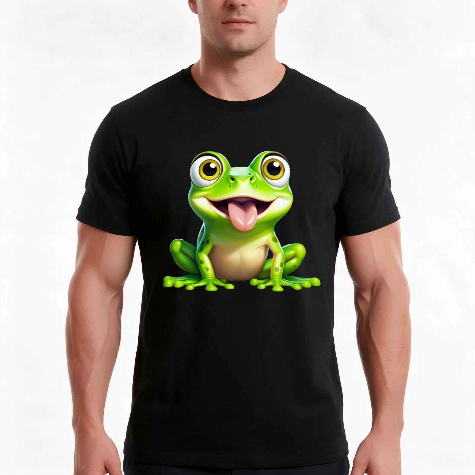 Cheeky Frog Antics T-Shirt Summer Casual Cotton Tee Oversized Streetwear Tops Vintage Graphic Print Loose Fit Short Sleeve