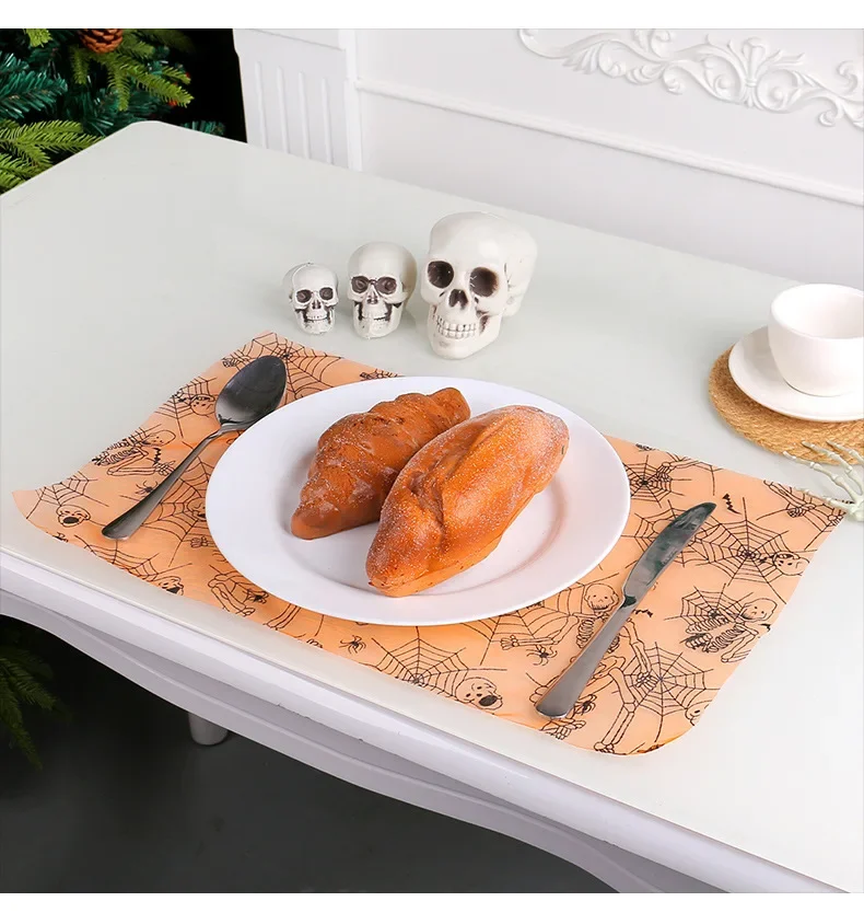 Halloween Bat Spider Web Tulle Roll Placemat Ghost Festival Party Table Decoration Mesh Tablecloth Table Runner