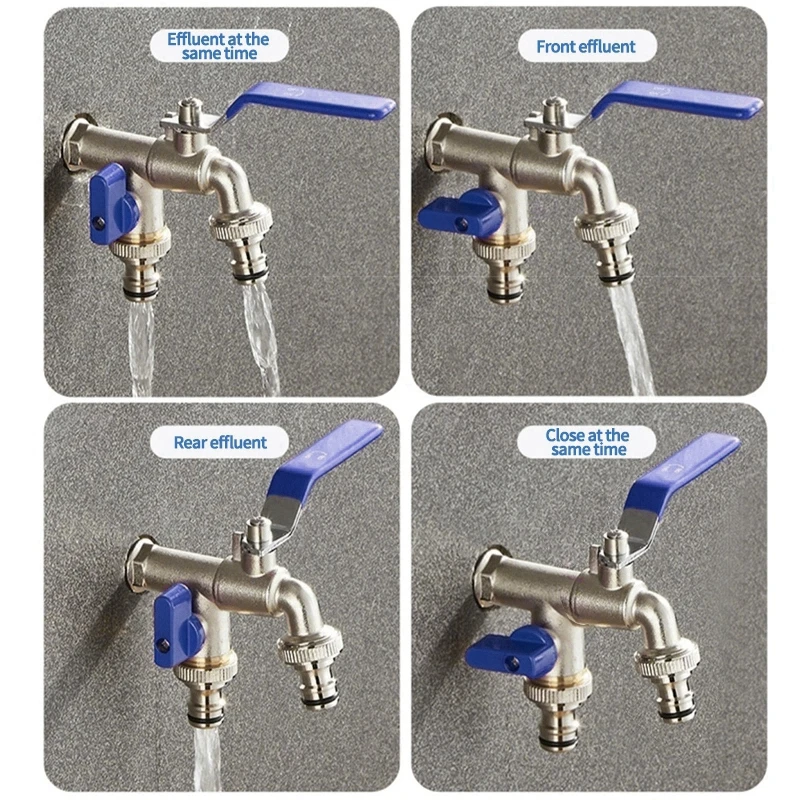 Kran z dźwignią ogrodową 1/2 \'\'3/4\'\' rozdzielacz wody Ibc złącze kranu pojedynczy/podwójny kran balkonowy niebieski uchwyt zewnętrzny Bibcock
