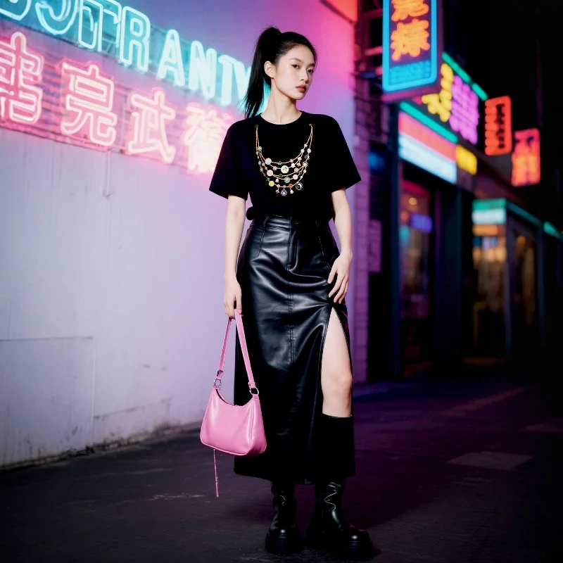 Elegancka koszulka damska z krótkim rękawem w stylu europejskim z nadrukiem biżuterii, oryginalny projekt, luksusowy wygląd, modna odzież uliczna.