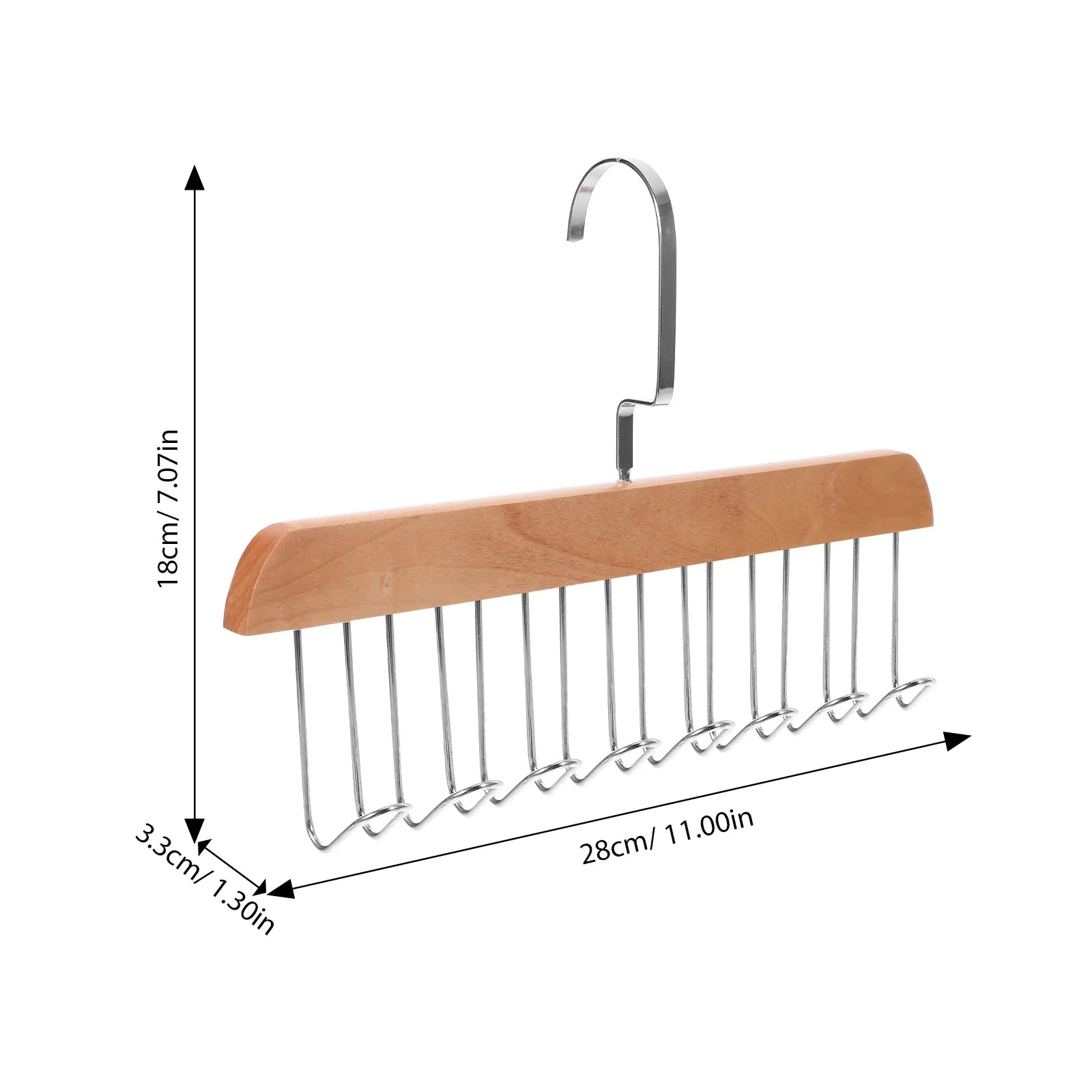 Wooden 8 Hooks Hanger Multi-Functional Closet Organizer Clothes Storage Hooks for Bag Belts Closet Purse Hanger view 3