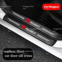 Car Logo Door Carbon Fiber Sill Protector Stickers For for Peugeot 2008 3008 4008 206 207 301 307 308 408 508 Interior Mouldings