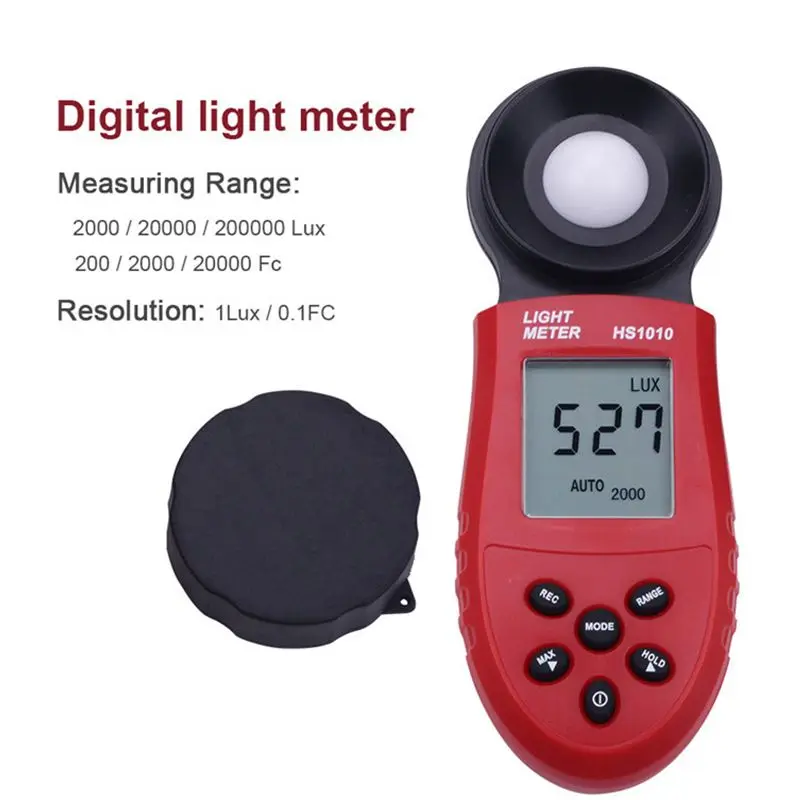 200,000 Lux HS1010 LCD Digital Integrated Light Luxmeter Tester Illumination Meter Hand-Held Light Luminometer Lux/Fc Photometer