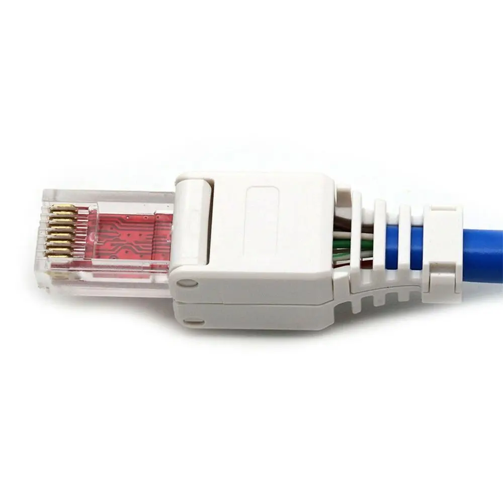 1Pcs CAT6 Cat5e RJ45 Connector Plug No Crimp Tool Free Ethernet Plug Crystal Head Reusable Toolless RJ45 Connector