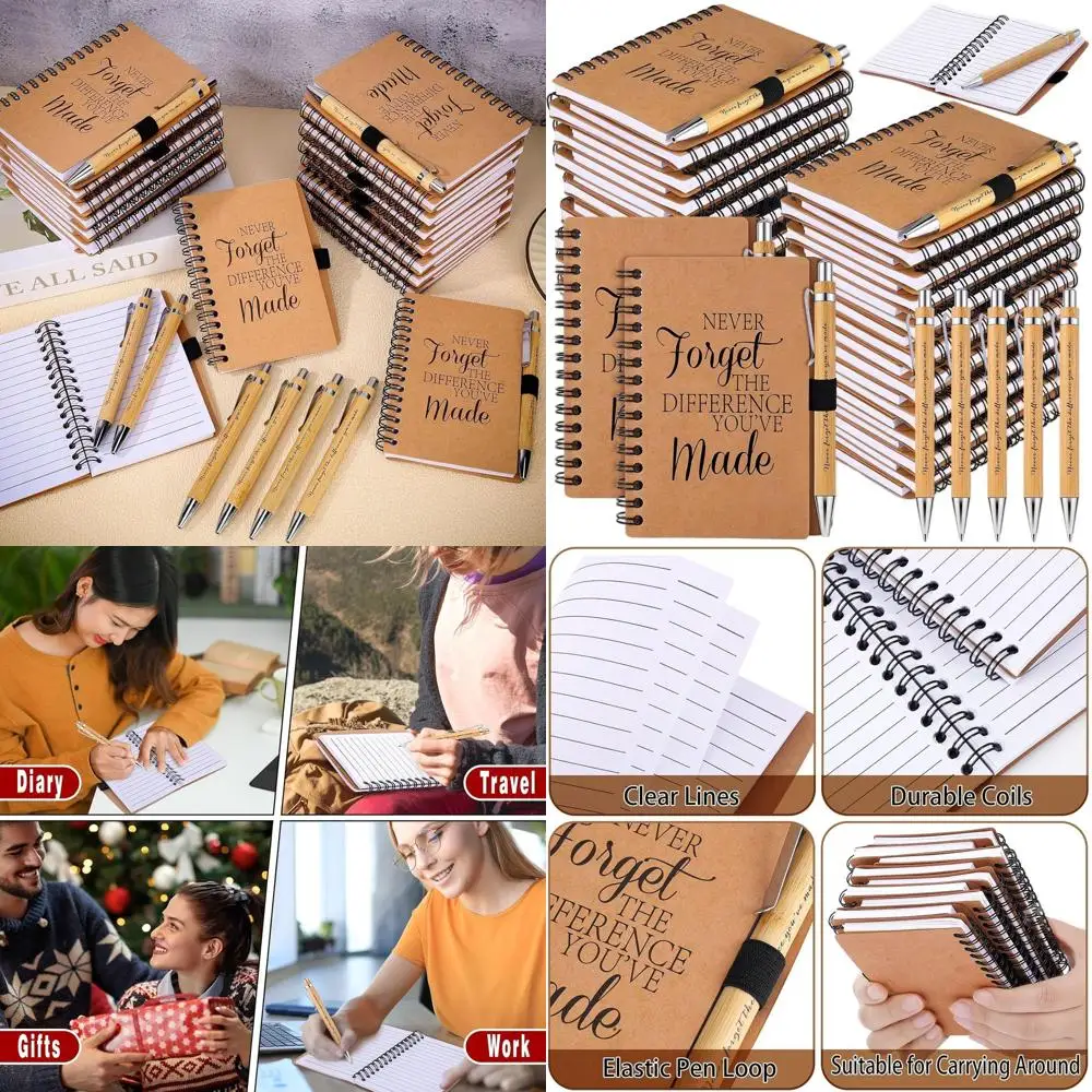 

Набор из 80 вдохновляющих блокнотов со спиральными переплетами и бамбуковых ручек для поощрения сотрудников, отлично подходит для учителей, медсестер и коллег.