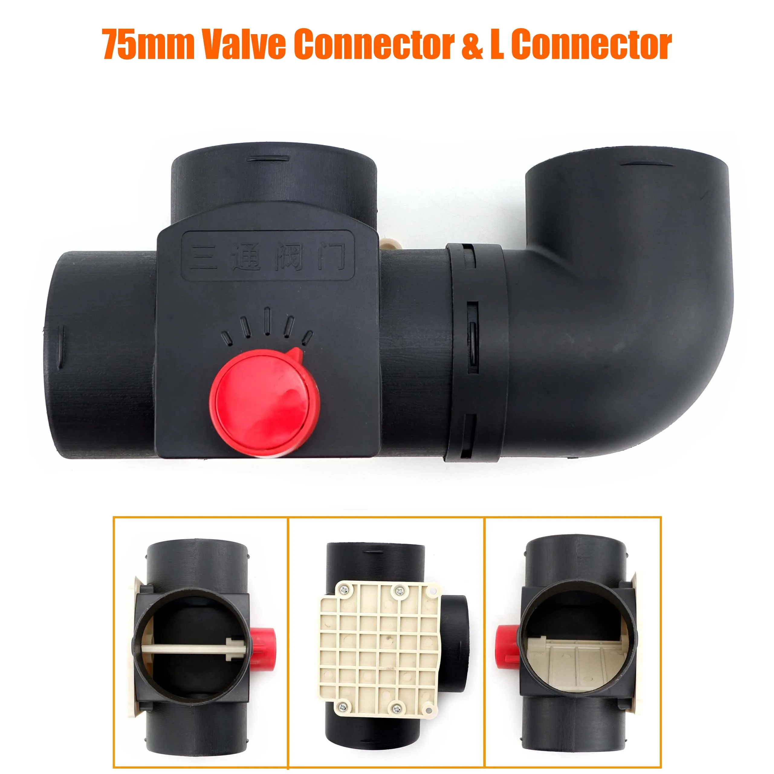 

75MM Valve Flap Adjustable Air Diesel Heater Vent Ducting T Branch Splitter + L Elbow Pipe Joiner Connector For Car Truck Camper