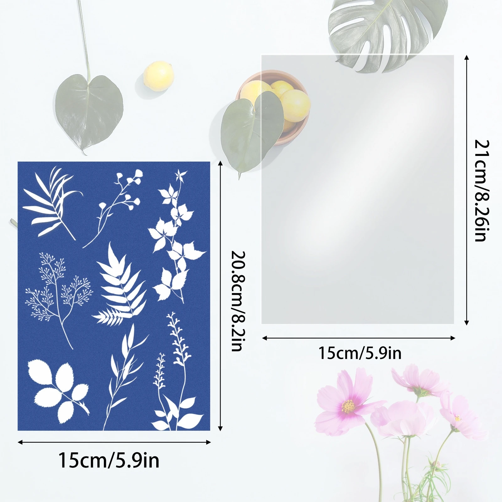 24Pcs A5 Cyanotype Paper with Backing Board Sun Print Paper Solar Drawing Paper Nature Printing Paper for Holiday DIY Decor