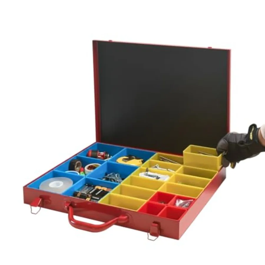 

Metal Screw Organizer Box - Nut and Bolt Organizer with 20 Removable Color-Coded Compartments for Easy Sorting and Customizatio