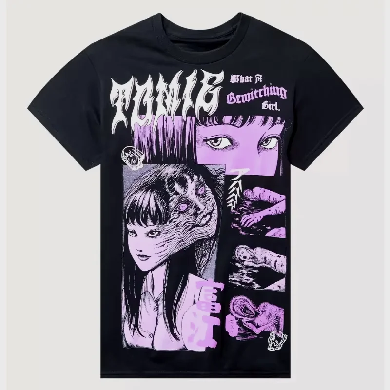 Vintage Junji Ito Uzumaki Spiral Horror Manga T Shirt Unisex Graphic Short Sleeve Tee Dark Aesthetic Streetwear Men Women Tops