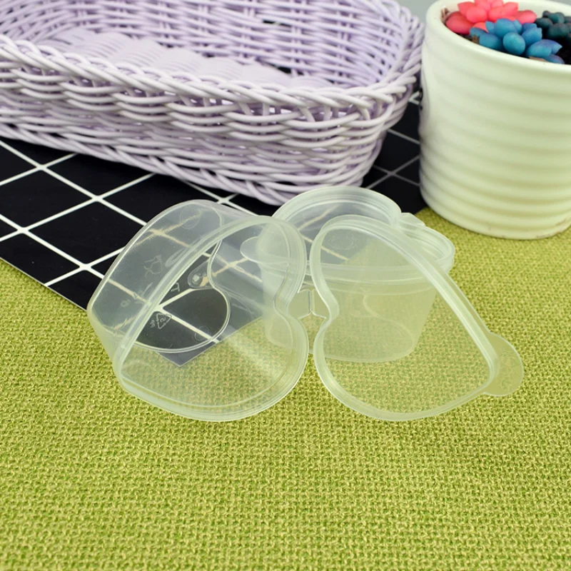 

10PCS Heart-shaped 45ml Transparent Box DIY Sealed Plastic PP Storage Box Fridge Organizer