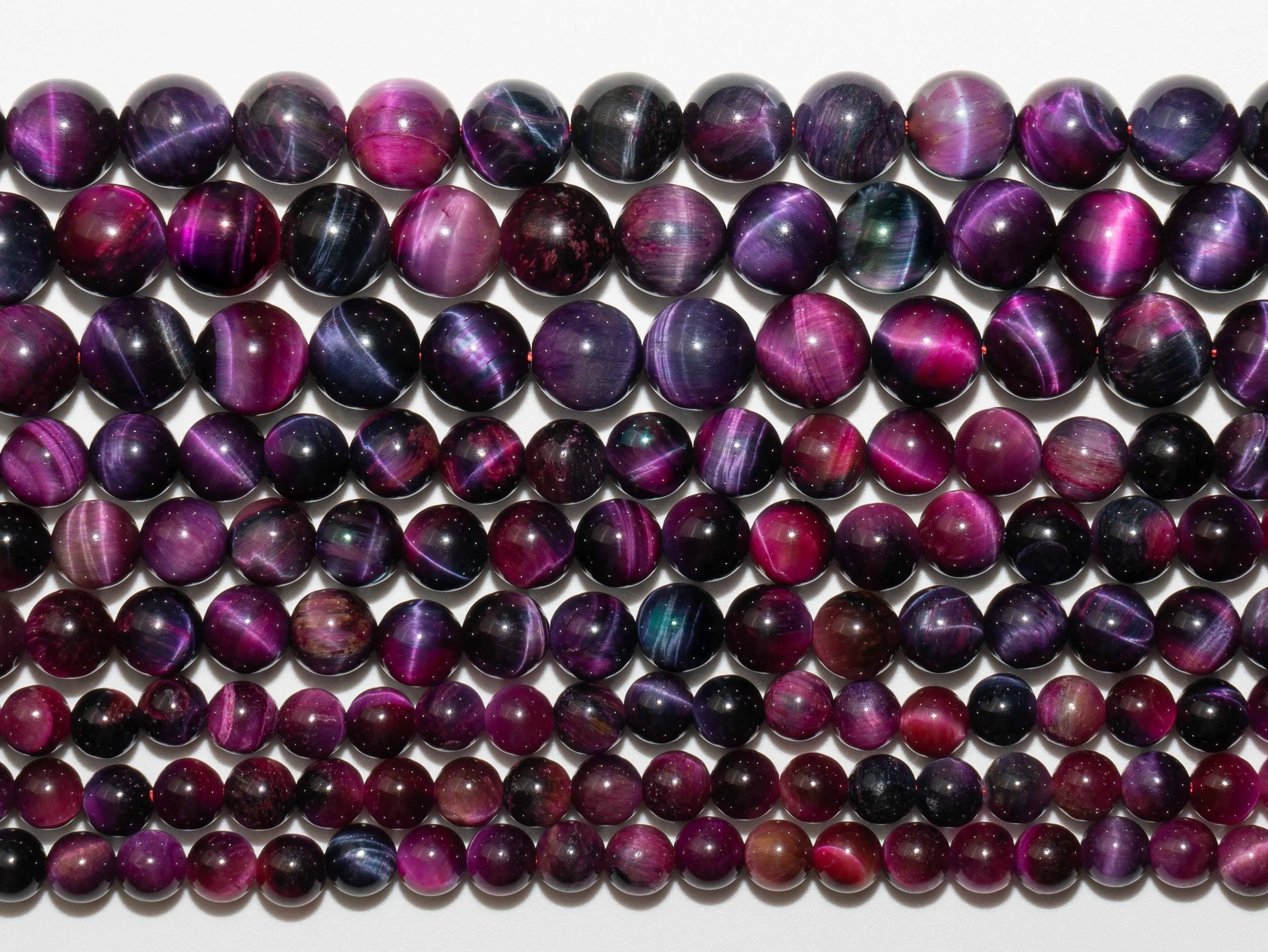 Cuentas sueltas de ojo de tigre para fabricación de joyas, piedra Natural, púrpura, rosa, Sudáfrica, opciones de tamaño de forma redonda, 4mm, 6mm,