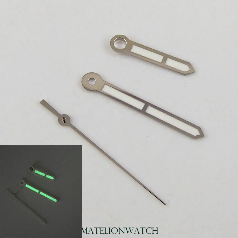 White Watch Hands Parts Fit For NH35A NH36A 7s26 Automatic Movement Green Lume