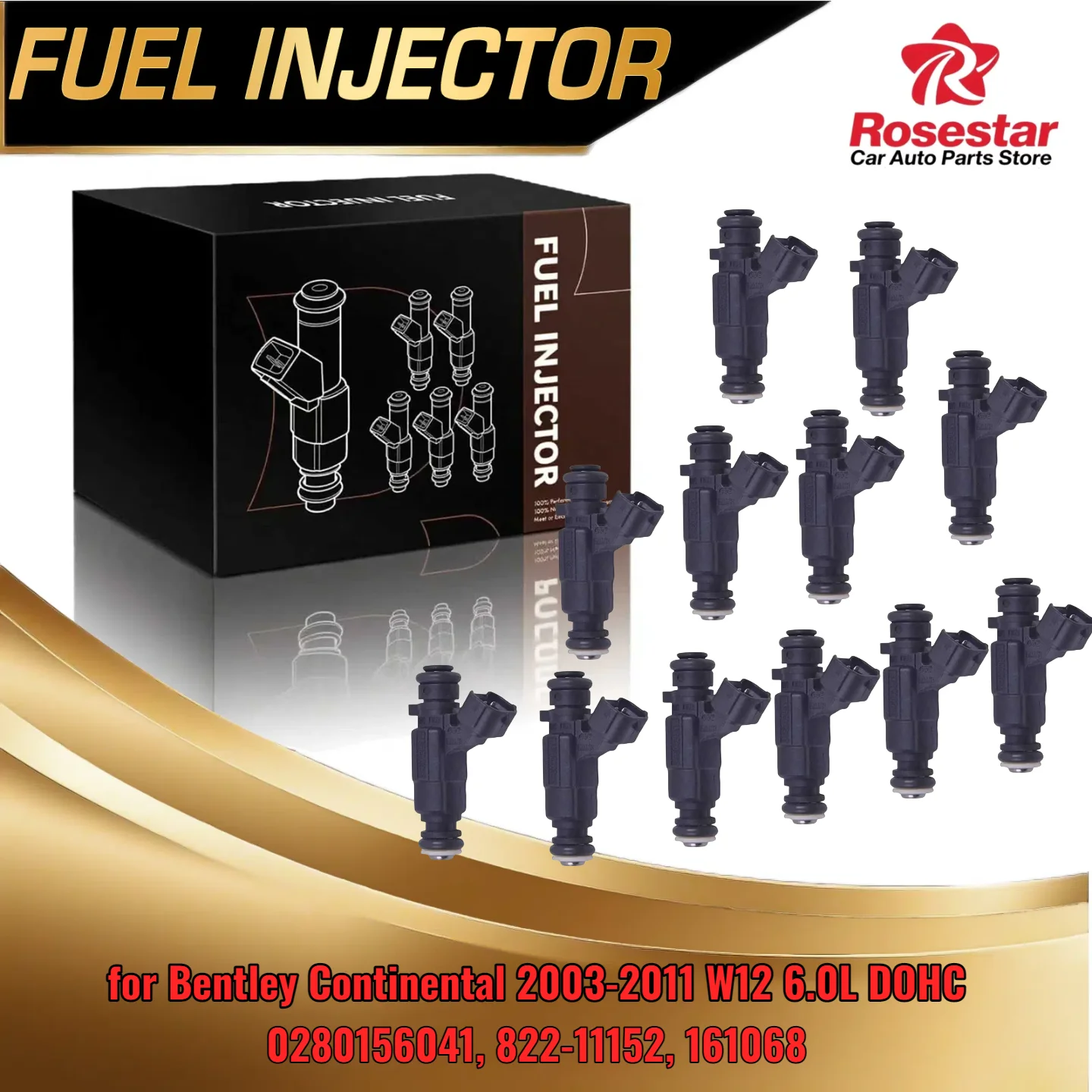 

12 шт. набор топливных форсунок для Bentley Continental 2003 2011 W12 6 0L DOHC Flow Matched 0280156041 822 11152