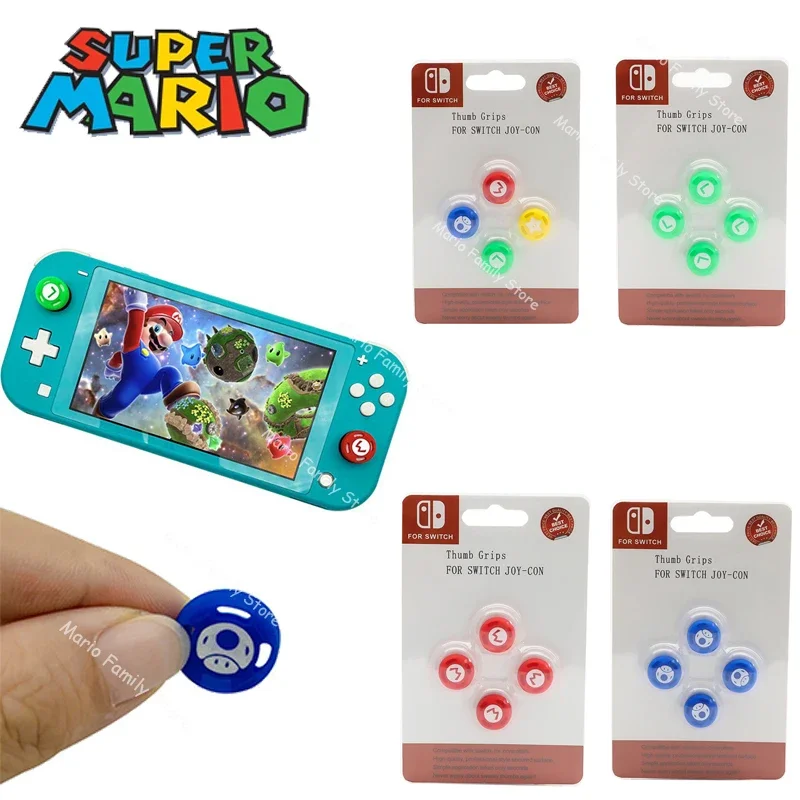 4pcs Super Mario Bros Thumb Grip Caps for Switch Oled NS Lite Joy-con Thumbstick Case Cartoon Switch Controller Accessories Gift