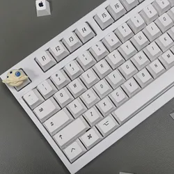 Capuchons de touches blanches minimalistes pour clavier de jeu Apple, sans profil, PBT, dessin animé, personnalisé, bricolage, 131 prédire